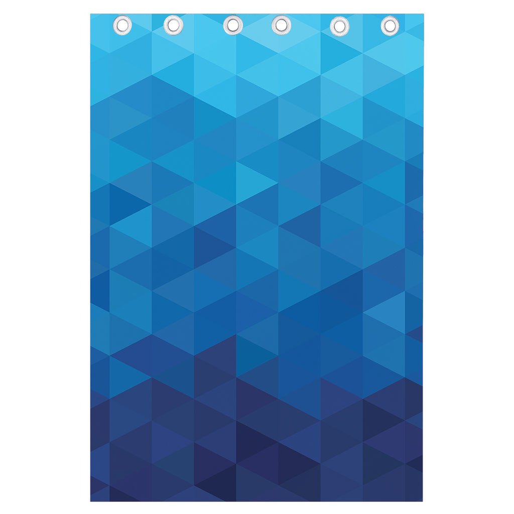 Blue Geometric Triangle Pattern Print Curtain