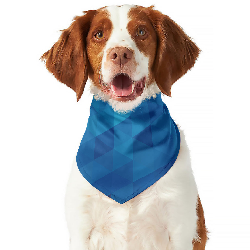 Blue Geometric Triangle Pattern Print Dog Bandana