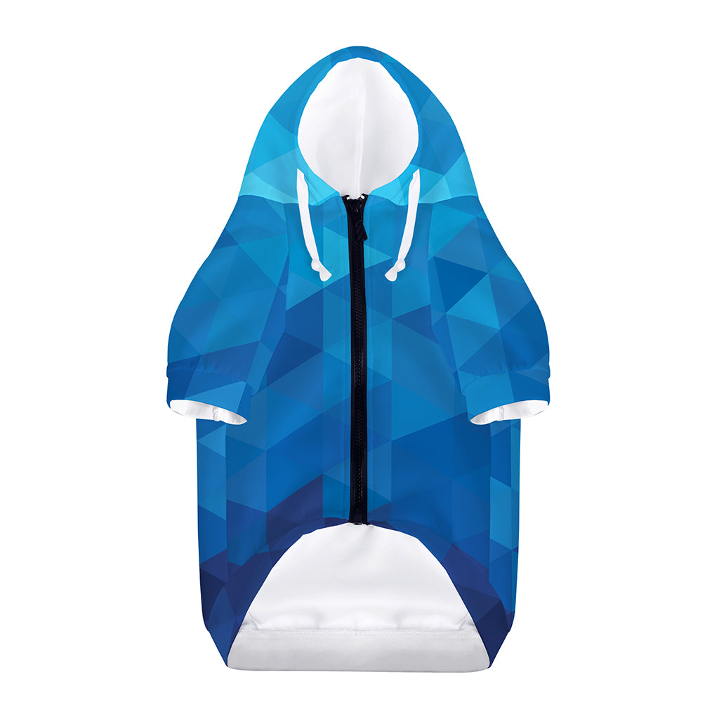 Blue Geometric Triangle Pattern Print Dog Zip Up Hoodie