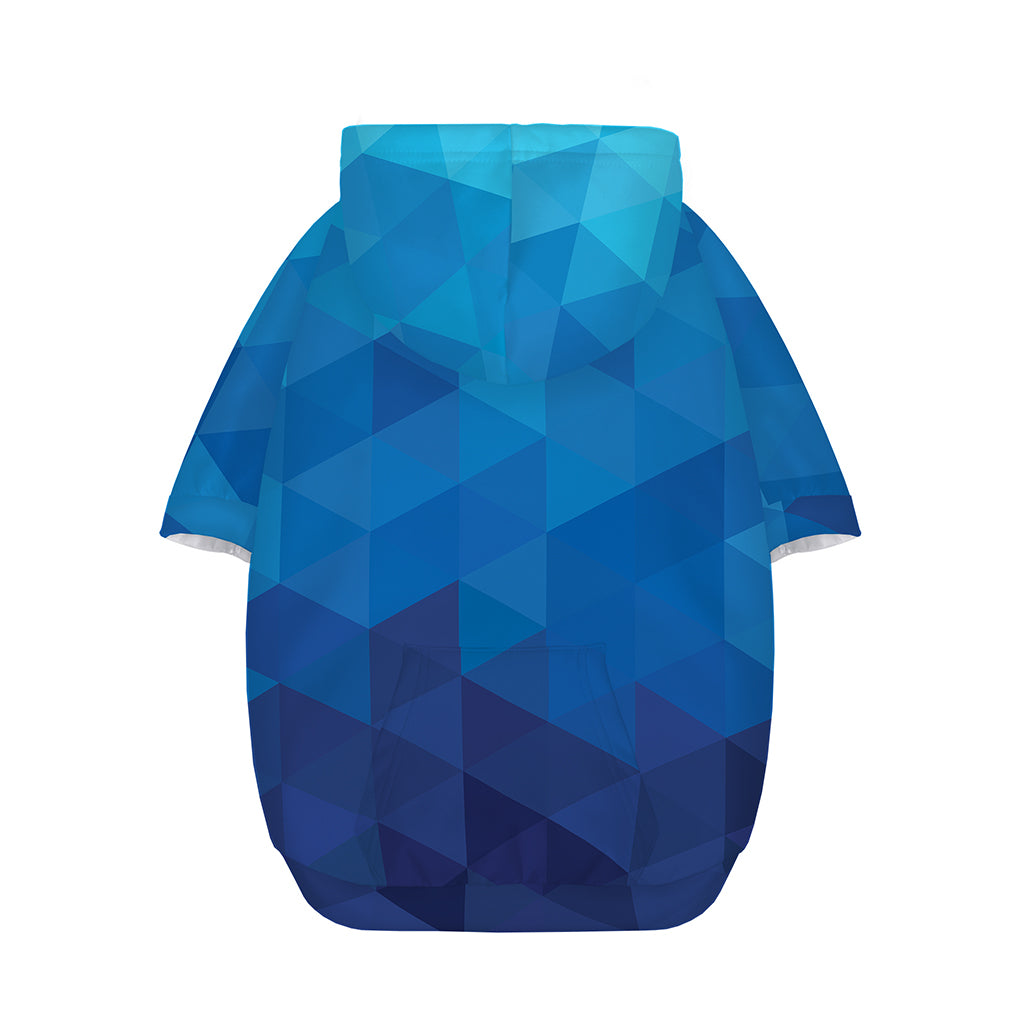 Blue Geometric Triangle Pattern Print Dog Zip Up Hoodie