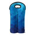 Blue Geometric Triangle Pattern Print Double Neoprene Wine Tote
