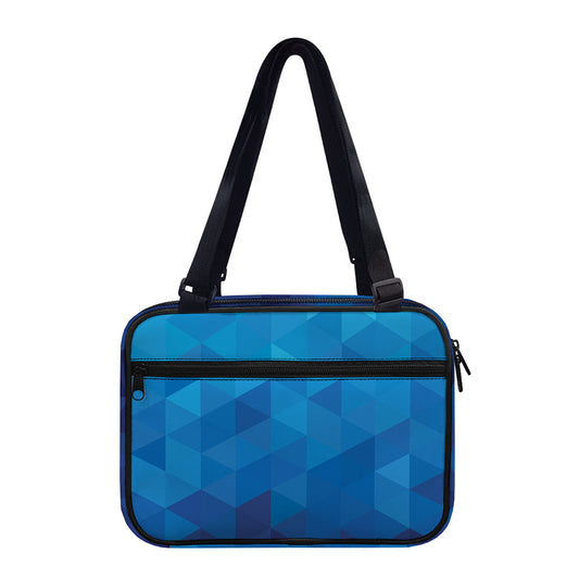 Blue Geometric Triangle Pattern Print Double Strap Bible Bag