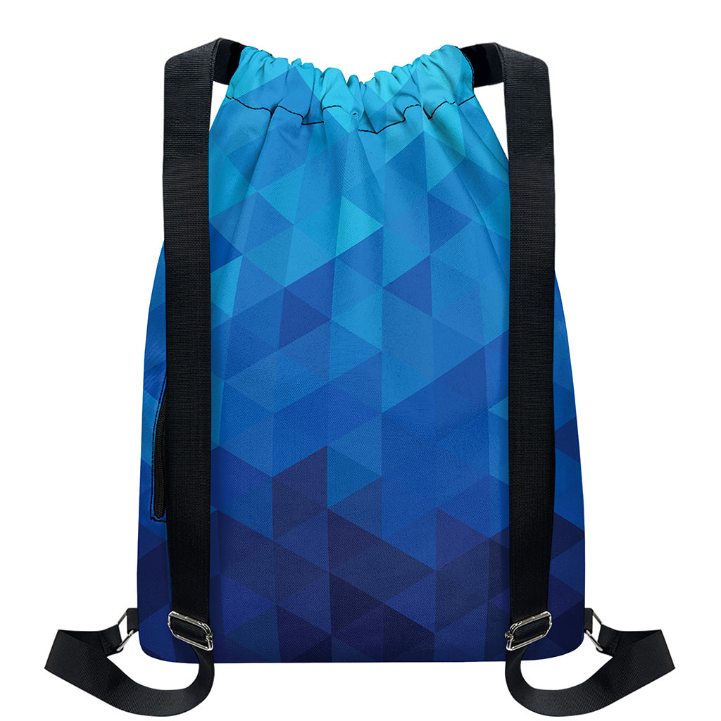 Blue Geometric Triangle Pattern Print Drawstring Backpack