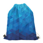 Blue Geometric Triangle Pattern Print Drawstring Bag