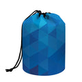 Blue Geometric Triangle Pattern Print Drawstring Makeup Bag