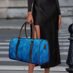 Blue Geometric Triangle Pattern Print Duffle Bag