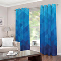 Blue Geometric Triangle Pattern Print Extra Wide Grommet Curtains