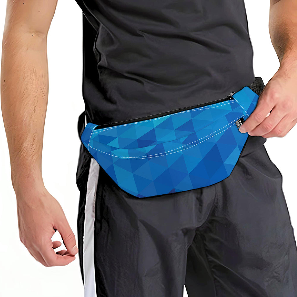 Blue Geometric Triangle Pattern Print Fanny Pack