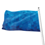 Blue Geometric Triangle Pattern Print Flag