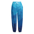 Blue Geometric Triangle Pattern Print Fleece Lined Knit Pants