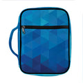 Blue Geometric Triangle Pattern Print Front Pocket Bible Bag