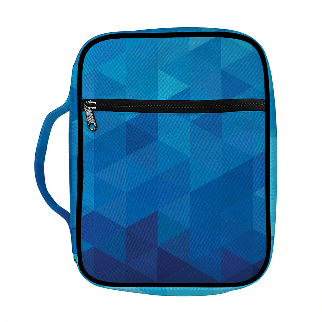 Blue Geometric Triangle Pattern Print Front Pocket Bible Bag