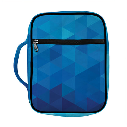 Blue Geometric Triangle Pattern Print Front Pocket Bible Bag