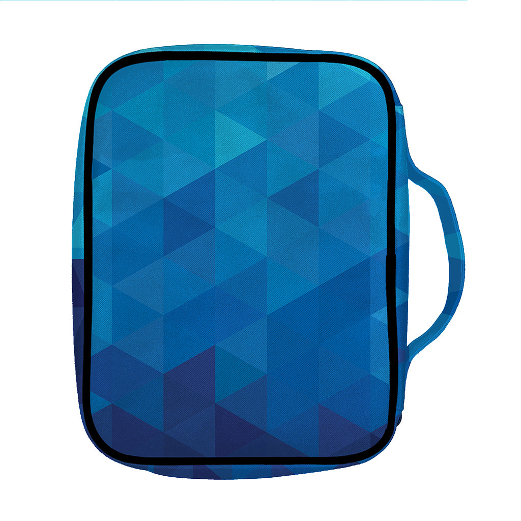 Blue Geometric Triangle Pattern Print Front Pocket Bible Bag
