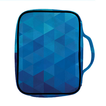 Blue Geometric Triangle Pattern Print Front Pocket Bible Bag