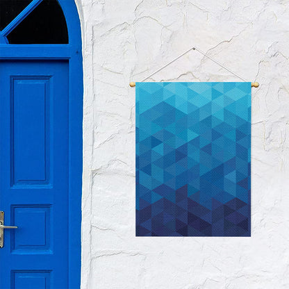 Blue Geometric Triangle Pattern Print Garden Flag