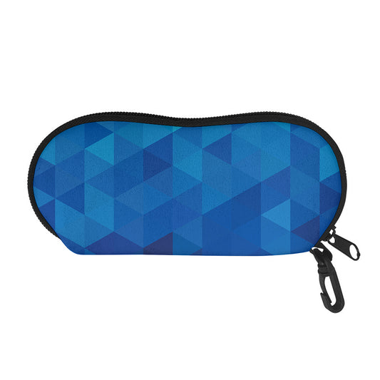 Blue Geometric Triangle Pattern Print Glasses Case