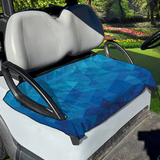 Blue Geometric Triangle Pattern Print Golf Cart Seat Cover