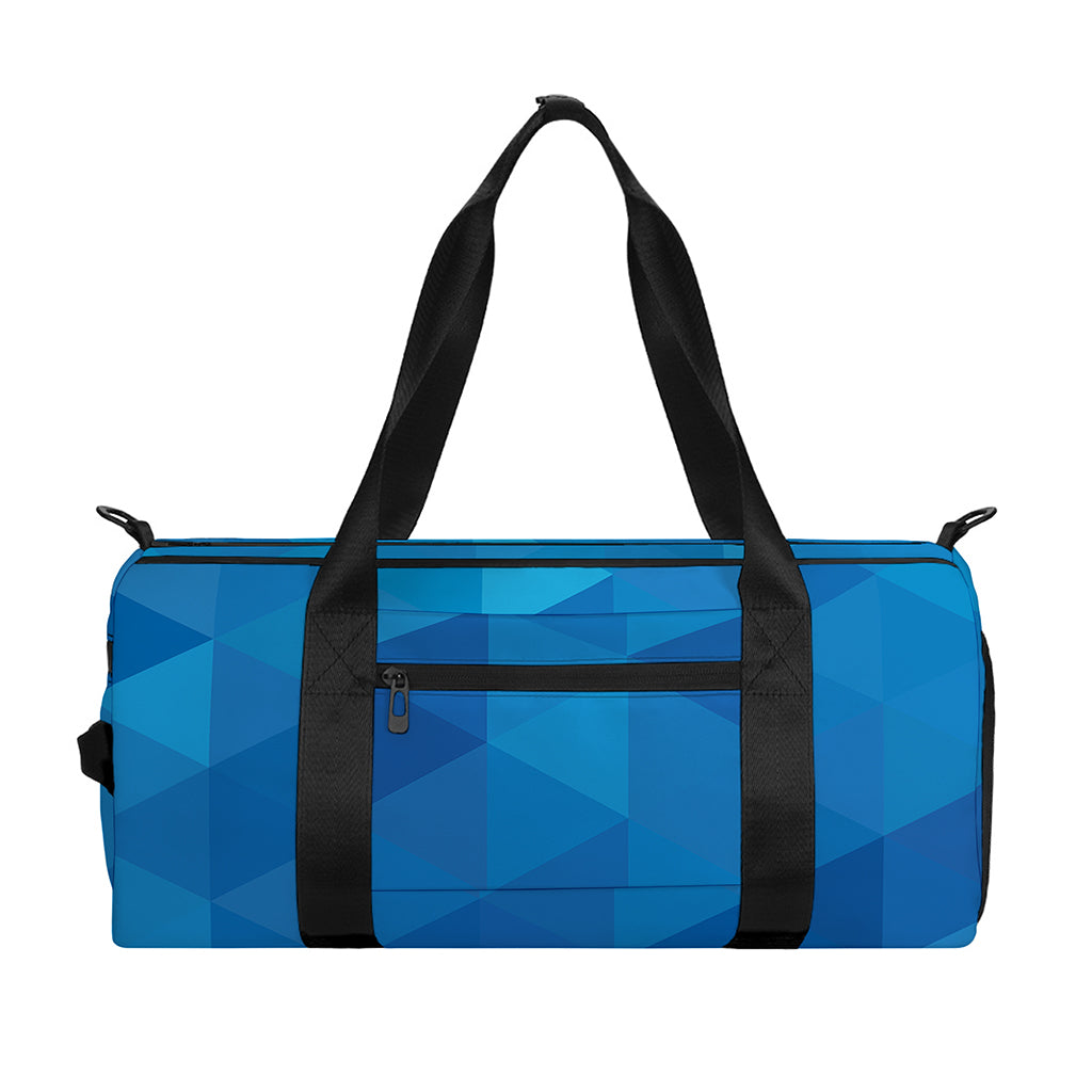 Blue Geometric Triangle Pattern Print Gym Bag