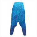 Blue Geometric Triangle Pattern Print Hammer Pants