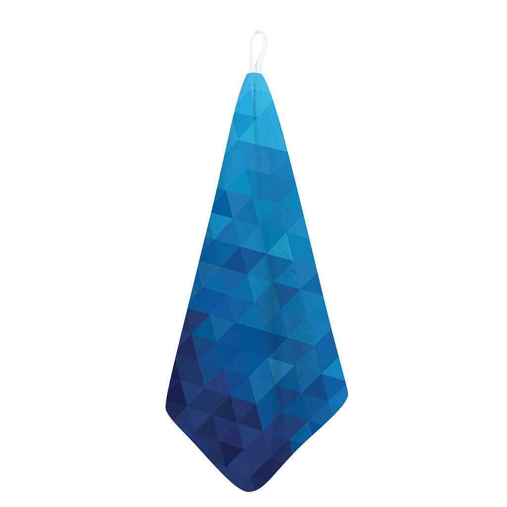 Blue Geometric Triangle Pattern Print Hand Towel
