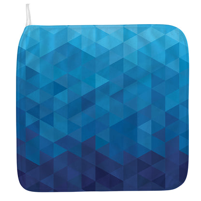 Blue Geometric Triangle Pattern Print Hand Towel