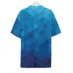 Blue Geometric Triangle Pattern Print Hawaiian Shirt