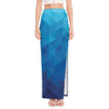 Blue Geometric Triangle Pattern Print High Slit Maxi Skirt