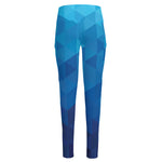Blue Geometric Triangle Pattern Print High-Waisted Pocket Leggings