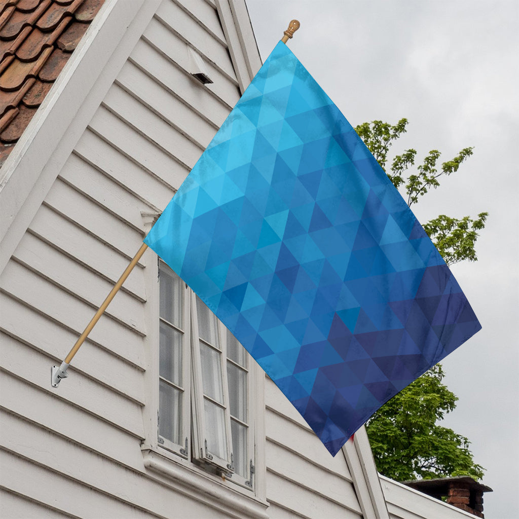 Blue Geometric Triangle Pattern Print House Flag