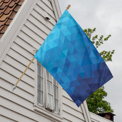 Blue Geometric Triangle Pattern Print House Flag