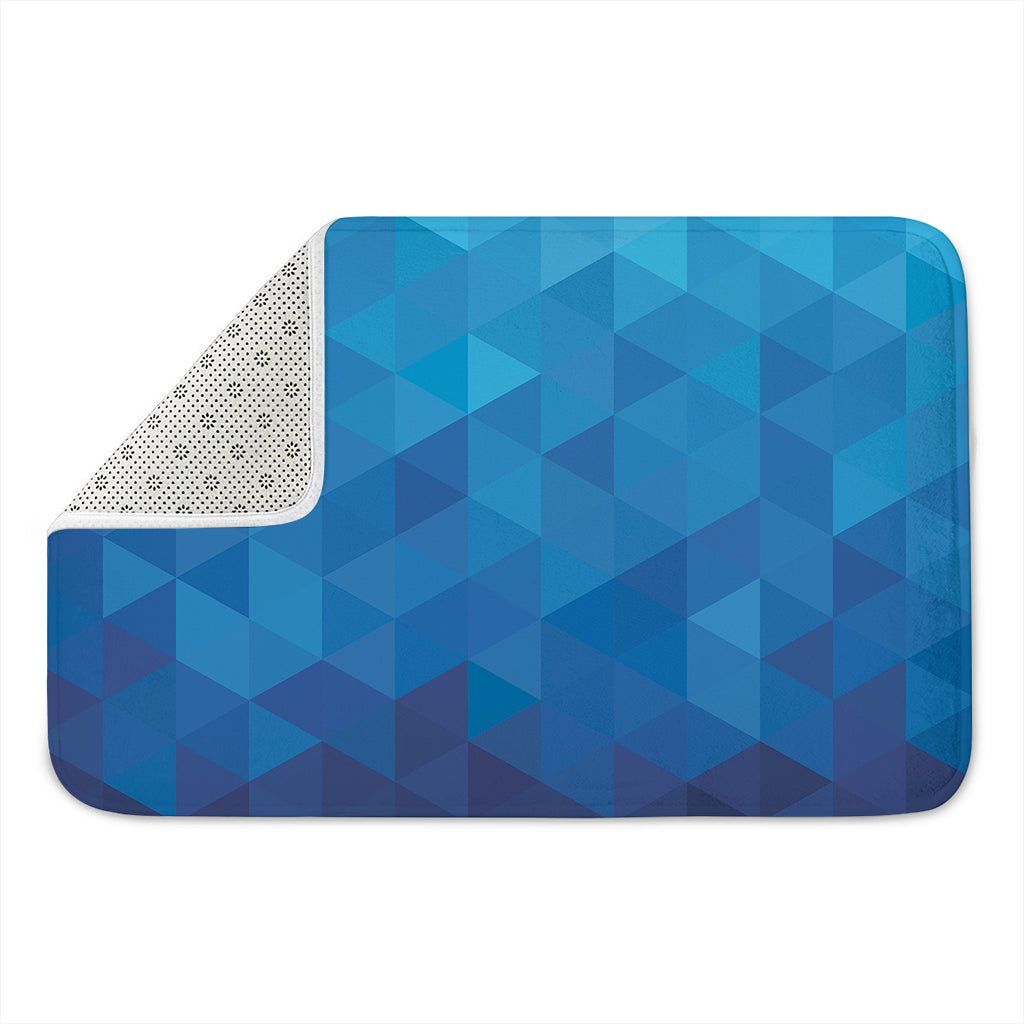 Blue Geometric Triangle Pattern Print Indoor Door Mat