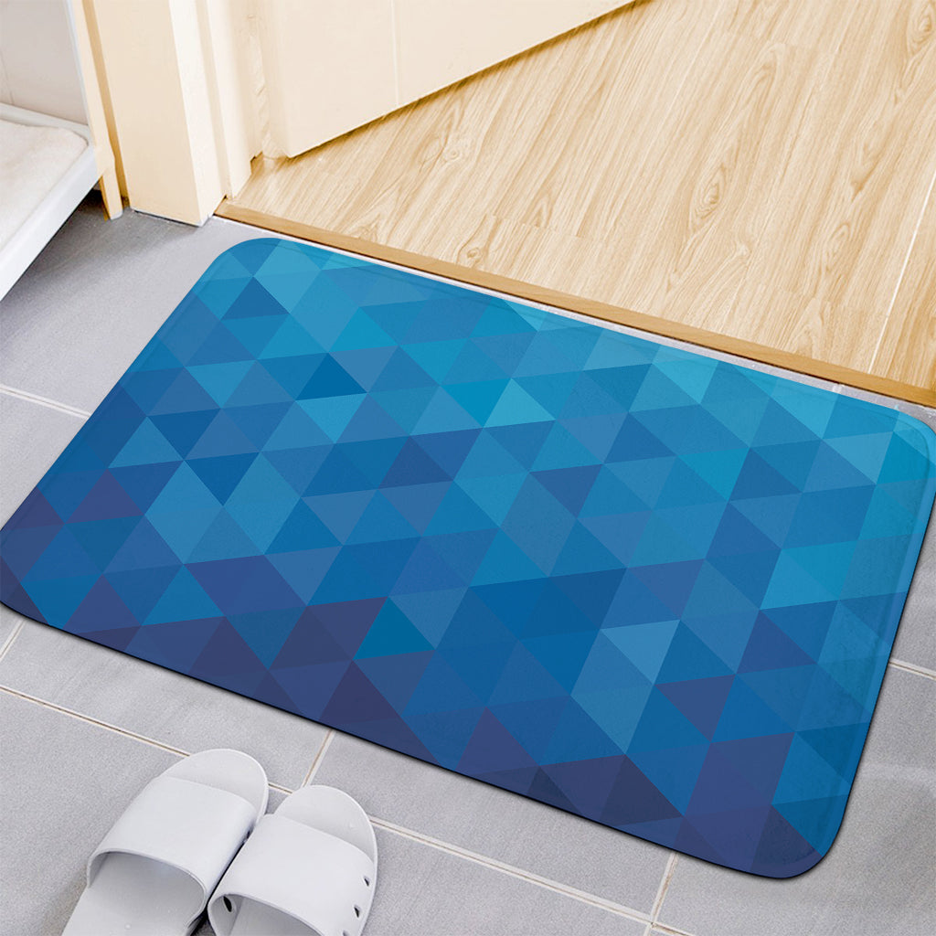Blue Geometric Triangle Pattern Print Indoor Door Mat