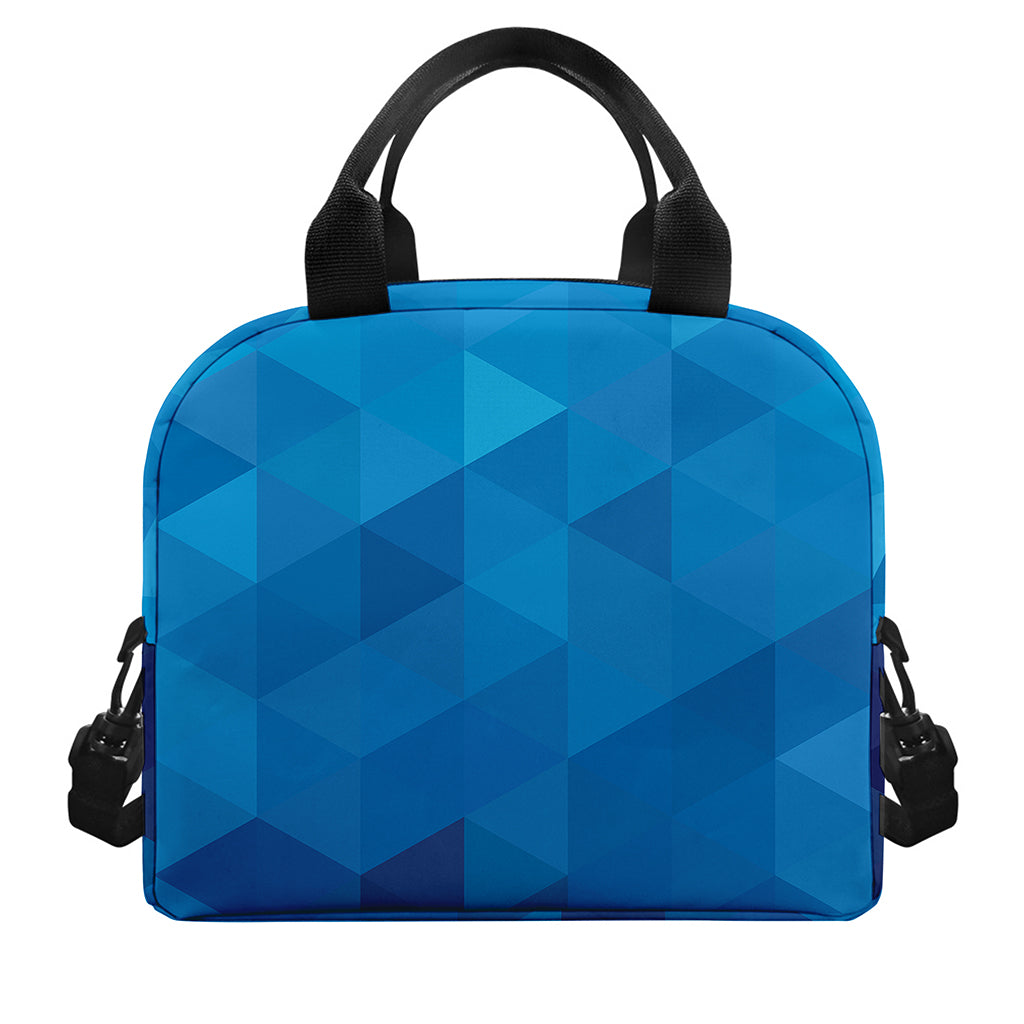 Blue Geometric Triangle Pattern Print Insulated Lunch Bag