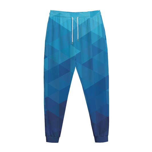 Blue Geometric Triangle Pattern Print Jogger Pants