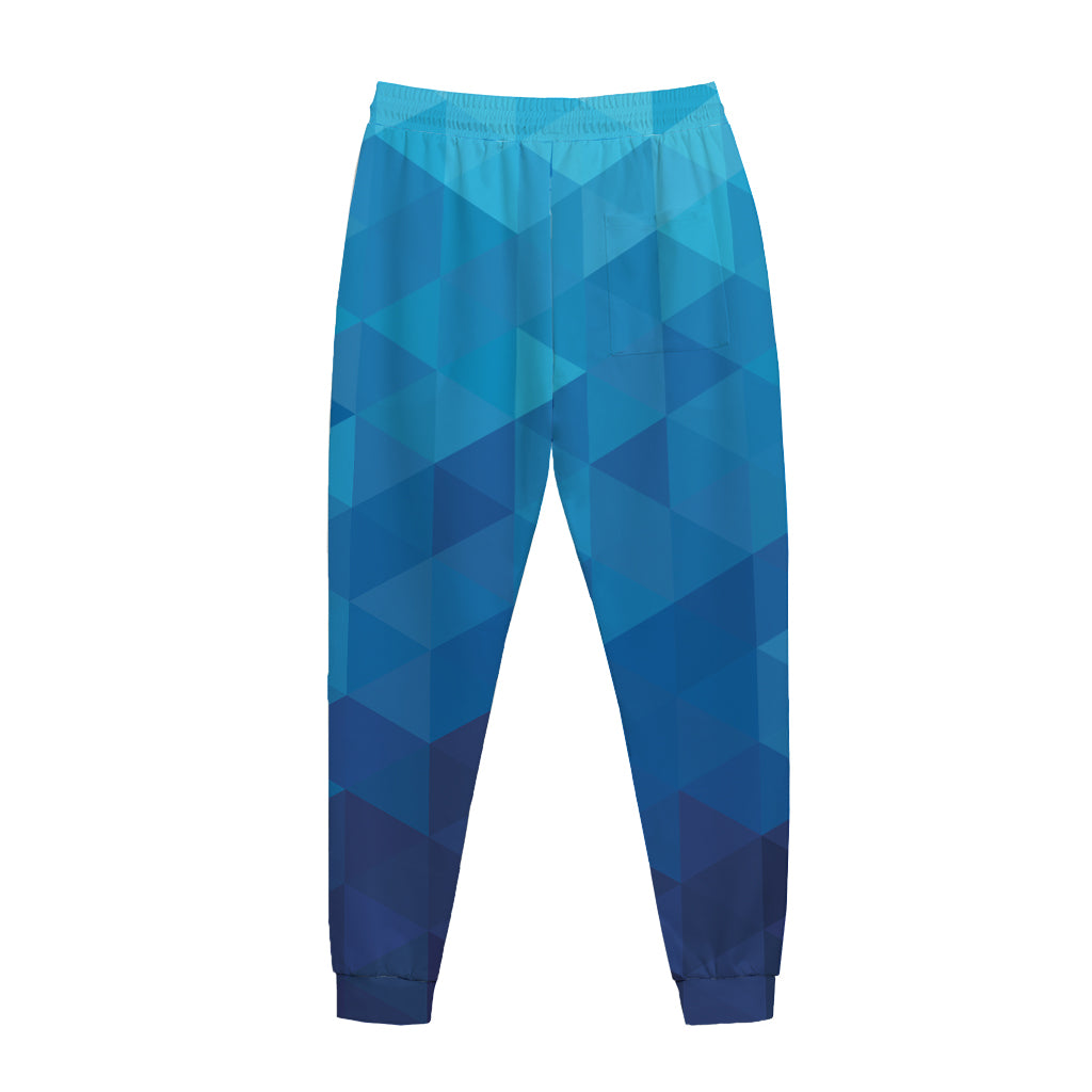 Blue Geometric Triangle Pattern Print Jogger Pants