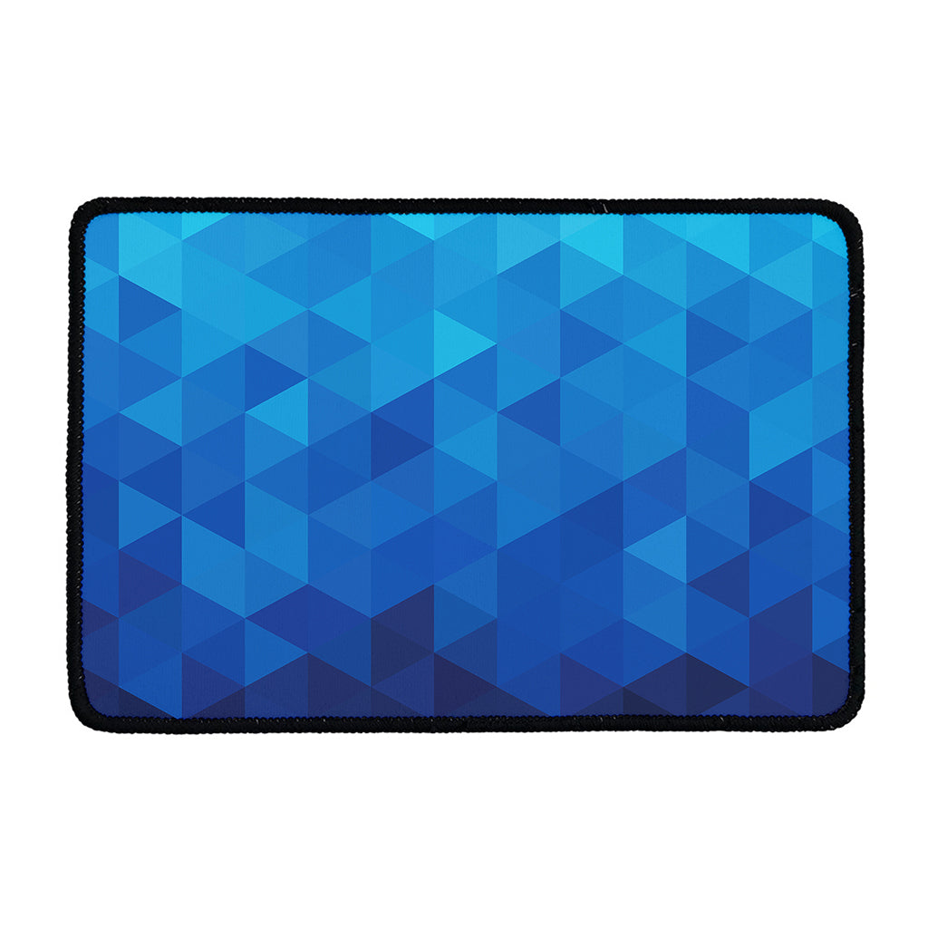 Blue Geometric Triangle Pattern Print Kitchen Mat