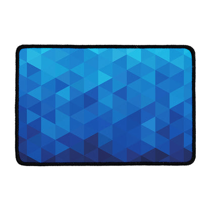 Blue Geometric Triangle Pattern Print Kitchen Mat