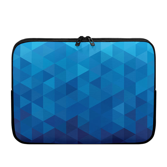 Blue Geometric Triangle Pattern Print Laptop Sleeve