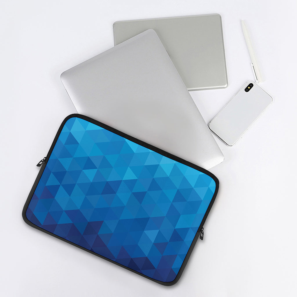 Blue Geometric Triangle Pattern Print Laptop Sleeve