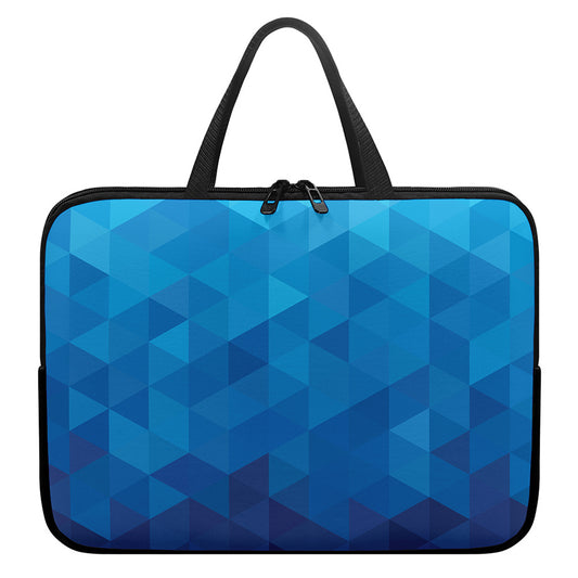 Blue Geometric Triangle Pattern Print Laptop Sleeve With Handle