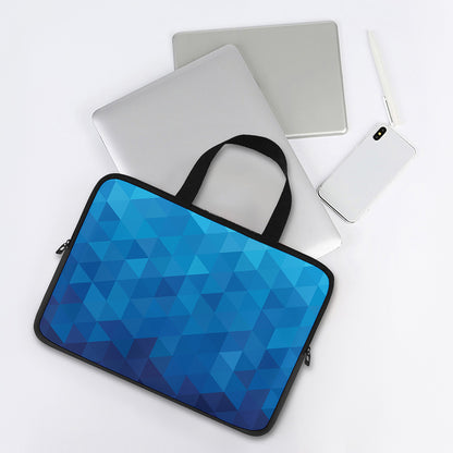Blue Geometric Triangle Pattern Print Laptop Sleeve With Handle