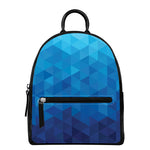 Blue Geometric Triangle Pattern Print Leather Backpack