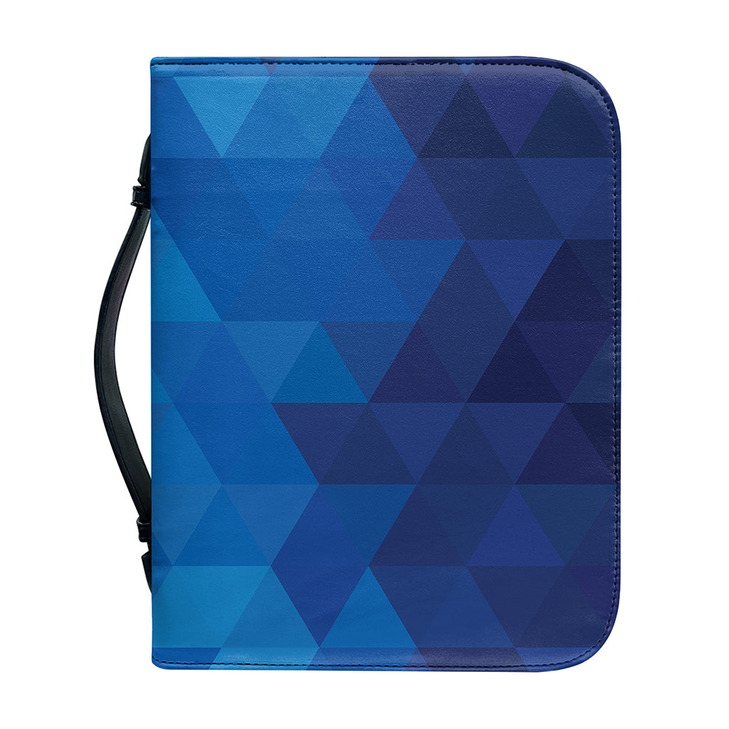 Blue Geometric Triangle Pattern Print Leather Bible Cover