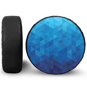 Blue Geometric Triangle Pattern Print Leather Spare Tire Cover