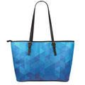 Blue Geometric Triangle Pattern Print Leather Tote Bag With Zipper