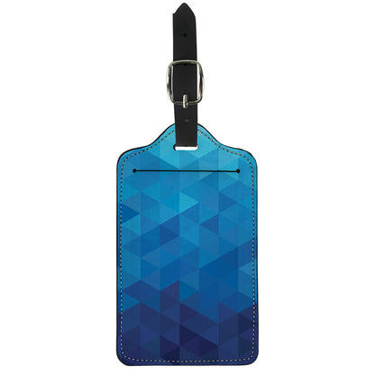 Blue Geometric Triangle Pattern Print Luggage Tag