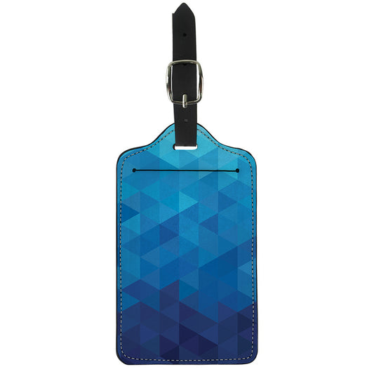 Blue Geometric Triangle Pattern Print Luggage Tag