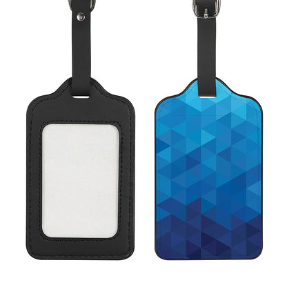 Blue Geometric Triangle Pattern Print Luggage Tag