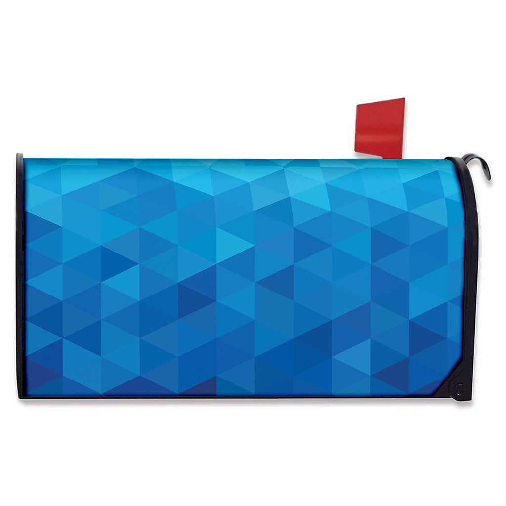 Blue Geometric Triangle Pattern Print Mailbox Cover